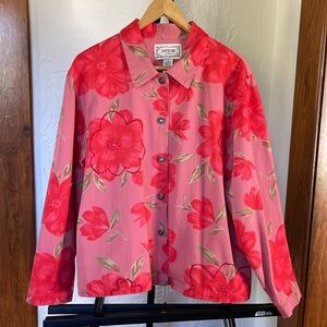 Tantrums Vintage ‘90’s Hibiscus Floral Jean Jacket Size M